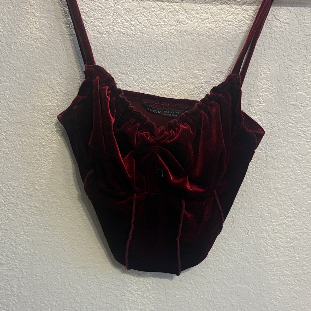 SHEIN Deep Red Velvet Camisole